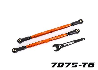 TRA7897-ORNG, Traxxas Toe links, front (TUBES orange-anodized, 7075-T6 aluminum, stronger than titanium) (2) (for use with #7895 X-Maxx WideMaxx suspension kit)
