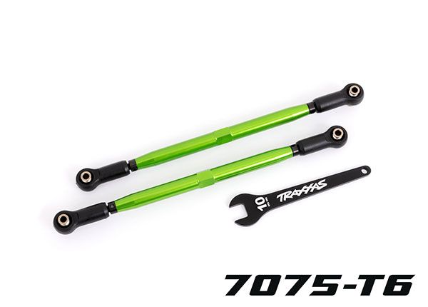 Traxxas Toe links, front (TUBES green-anodized, 7075-T6 aluminum, stronger than titanium) (2) (for use with #7895G X-Maxx WideMaxx suspension kit)