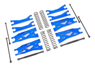 TRA7895X, Traxxas Suspension kit, X-Maxx WideMaxx, blue (includes front &amp; rear suspension arms, front toe links, driveshafts, shock springs)