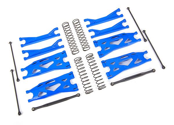 TRA7895X, Traxxas Suspension kit, X-Maxx WideMaxx, blue (includes front &amp; rear suspension arms, front toe links, driveshafts, shock springs)