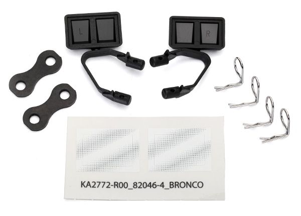 Traxxas Mirrors, side, black (left &amp; right)/ retainers (2)/ body clips (4) (fits #8010 or 9230 series bodies)