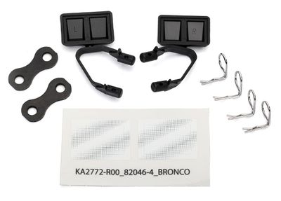 Traxxas Mirrors, side, black (left &amp; right)/ retainers (2)/ body clips (4) (fits #8010 or 9230 series bodies)