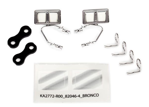 Traxxas Mirrors, side, chrome (left &amp; right)/ retainers (2)/ body clips (4) (fits #8010 or 9230 series bodies)