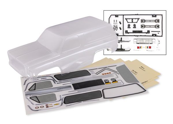 Traxxas Body, Chevrolet Blazer (1979) (clear, requires painting)/ decals/ window masks (requires #8072X inner fenders) (for clipless mounting)
