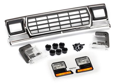 Traxxas Grille, Ford Bronco or F-150/ grille retainers (6)/ headlight housing (2)/ lens (2)/ 2.6x8 BCS (6)/ 2.5x6 BCS (2) (fits #8010 or 9230 series bodies)