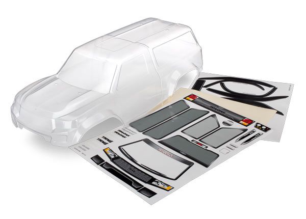 Traxxas Body with camper, TRX-4 Sport (clear, trimmed, requires painting)/window masks/ decal sheet
