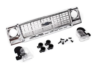 Traxxas Grille, Chevrolet Blazer or K10 Truck (1979)/ grille retainers (4)/ headlight housing (2)/ lens (2)/ 2.6x8 BCS (4)/ 2.5x6 BCS (2) (fits #8130 or 9212 series bodies)