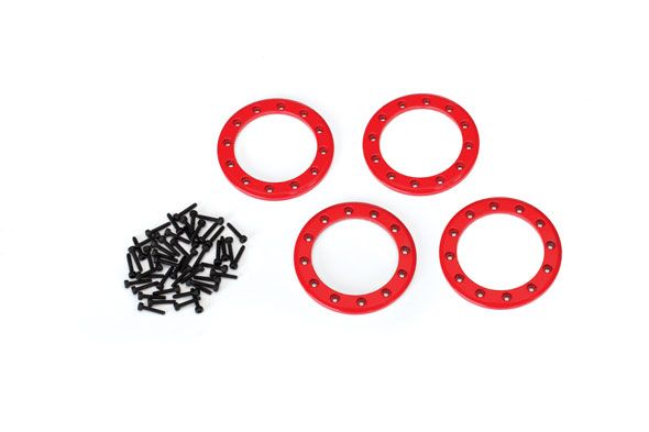 Traxxas Beadlock rings, red (1.9") (aluminum) (4)/ 2x10 CS (48)
