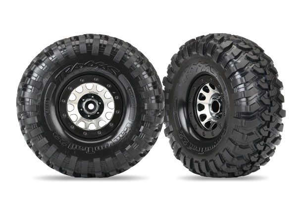 TRA8172, Traxxas TRX-4 Pre-Mounted Canyon Trail 2.2" Crawler Tires w/Method 105 Wheels (Black Chrome) (2)