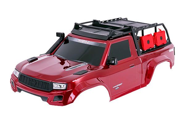 Traxxas Body, TRX-4 Sport, complete, red (painted, decals applied) (includes grille, side mirrors, door handles, windshield wipers, expedition rack, &amp; clipless mounting) (requires #8080X inner fenders