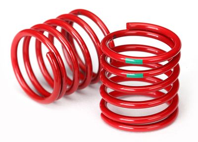 Traxxas Spring, shock (red) (4.075 rate, green stripe) (2)