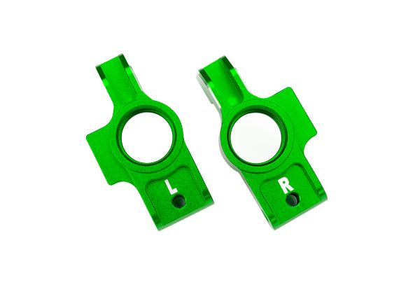 Traxxas Carriers, stub axle, 6061-T6 aluminum (green-anodized) (left &amp; right)/ 3x12mm BCS (with threadlock) (2)/ 2.5x6mm BCS (with threadlock) (2)