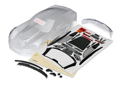 Traxxas Body, Chevrolet Corvette Z06 (clear, requires painting)/ decal sheet (includes side mirrors, spoiler, &amp; mounting hardware)