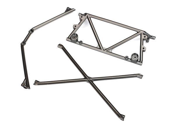 Traxxas Tube chassis, center support/ cage top/ rear cage support (satin black chrome-plated)
