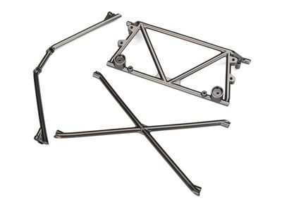 Traxxas Tube chassis, center support/ cage top/ rear cage support (satin black chrome-plated)