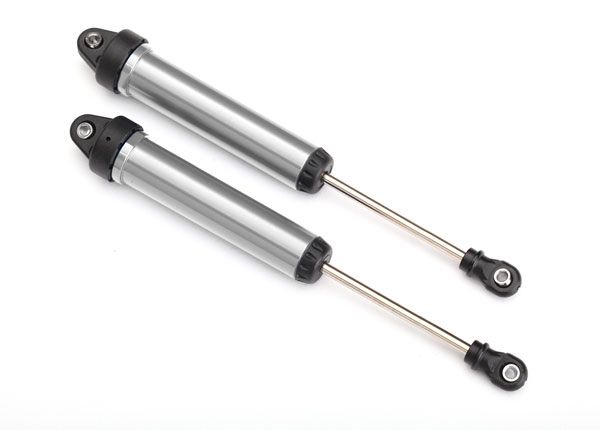 Traxxas Shocks, GTR, 160mm, silver aluminum (fully assembled w/o springs) (rear, no threads) (2)