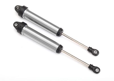 Traxxas Shocks, GTR, 160mm, silver aluminum (fully assembled w/o springs) (rear, no threads) (2)
