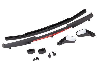 Traxxas Mirrors, side, black (left &amp; right)/ mirror retainers (2)/ spoiler, black/ spoiler retainer (1)/ 1.6x5 BCS (self-tapping) (3)/ 2.6x8 BCS (self-tapping) (2) (fits #8386 body)