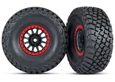 Traxxas Tires &amp; wheels, assembled, glued (Method Race WheelsÔøΩ 101 Beadlock wheels, black with red beadlock, BFGoodrichÔøΩ Baja KR3 tires) (2)