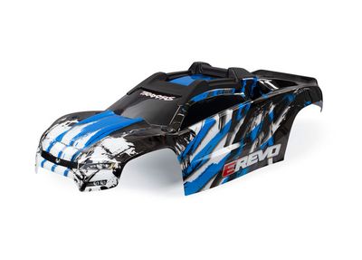 Traxxas Body, E-Revo, blue (painted, decals applied) (assembled with front &amp; rear body mounts and rear body support for clipless mounting)