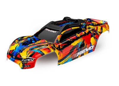 TRA8612, Traxxas Body, E-Revo, Solar Flare (painted, decals applied) (assembled with front &amp; rear body mounts and rear body support for clipless mounting)