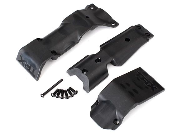 Traxxas Skid plate set, front/ skid plate, rear/ 3x10 BCS (6)/ 3x30 BCS (1) (fits #8629 &amp; 8630 bulkheads)