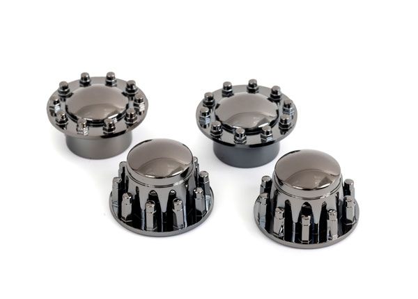 Traxxas Center caps, 2.2" TRX-6ÔøΩ Big Rig wheels, black chrome (front (2), rear (2))