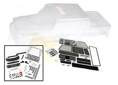 Traxxas Body, Mercedes-BenzÔøΩ G 63ÔøΩ (clear, requires painting)/ decals/ window masks (includes grille, side mirrors, door handles, &amp; windshield wipers)