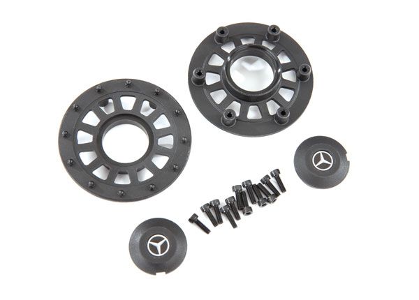 Traxxas Center caps (2)/ beadlock rings (2) (requires #8255A extended thread stub axle)