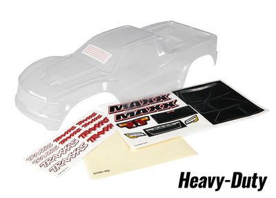 Traxxas Body, MaxxÔøΩ, heavy duty (clear, 1.5mm, requires painting)/ window masks/ decal sheet