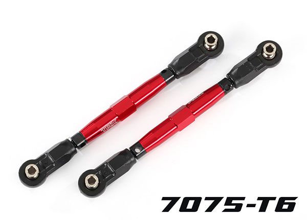 Traxxas Toe links, front (TUBES red-anodized, 7075-T6 aluminum, stronger than titanium) (88mm) (2)/ rod ends, rear (4)/ rod ends, front (4)/ aluminum wrench (1)
