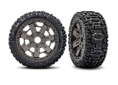 TRA9071-GRAY, Traxxas Jato 4X4 VXL Belted Gray Tires &amp; Wheels, Assembled, Glued
