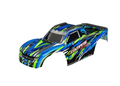 TRA9014-GRN, Traxxas Body, Stampede 4X4 VXL, green (painted, decals applied) (assembled with front &amp; rear body mounts and rear body support for clipless mounting)