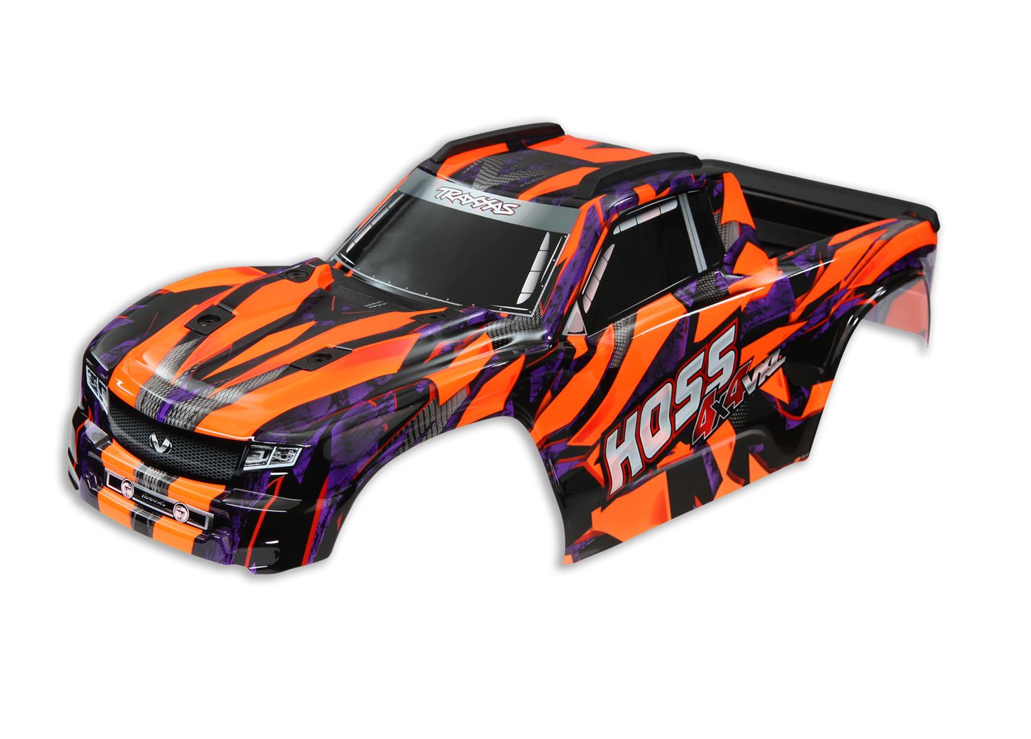 Traxxas Body, Hoss 4X4 VXL, orange (painted, decals applied) (assembled with front &amp; rear body mounts and rear body support for clipless mounting)