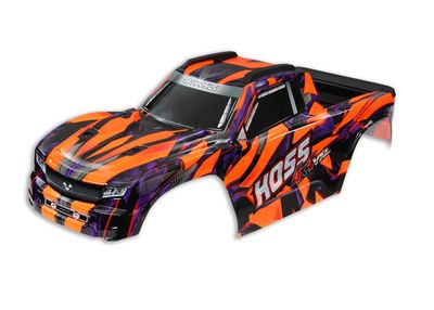 Traxxas Body, Hoss 4X4 VXL, orange (painted, decals applied) (assembled with front &amp; rear body mounts and rear body support for clipless mounting)