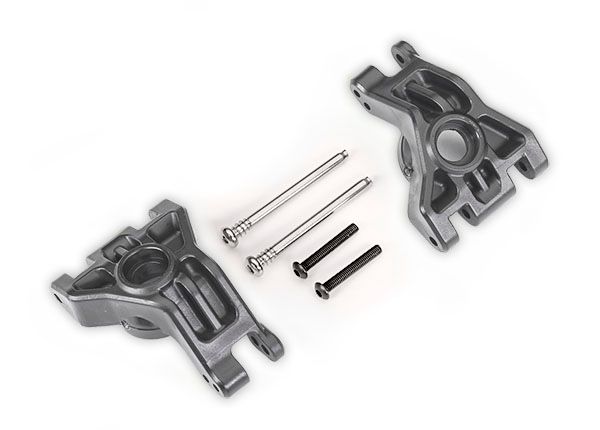 Traxxas Carriers, stub axle, rear, extreme heavy duty, gray (left &amp; right)/ 3x41mm hinge pins (2)/ 3x20mm BCS (2) (for use with #9080 upgrade kit)