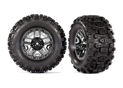 TRA9072, Traxxas Sledgehammer 2.8&quot; Pre-Mounted Tires (2) (Black Chrome)