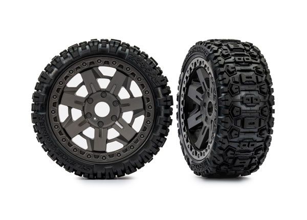 Traxxas Tires &amp; wheels, assembled, glued (3.0&quot; gray wheels, SledgehammerÔøΩ tires, foam inserts) (2)