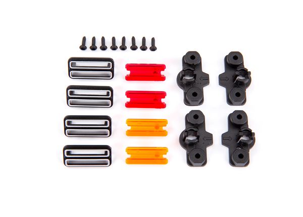 Traxxas Marker light housing (4)/ marker light mount (4)/ marker light lens (red (2), amber (2))/ reverse lens (left &amp; right)/ 1.6x5 BCS (self-tapping) (8)