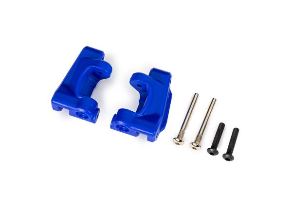Traxxas Caster blocks (c-hubs), extreme heavy duty, blue (left &amp; right)/ 3x26mm hinge pins (2)/ 3x15mm BCS (2) (for use with #9180 and 9181 upgrade kit)