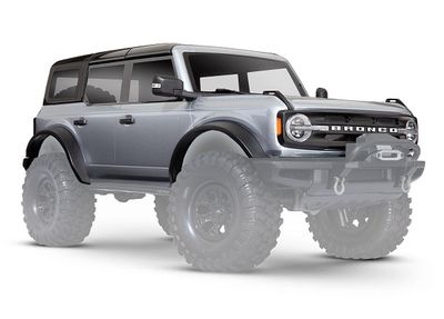 Traxxas Body, Ford Bronco, complete, Iconic Silver (painted) (includes grille, side mirrors, door handles, fender flares, windshield wipers, spare tire mount, &amp; clipless mounting) (requires #8080X inn
