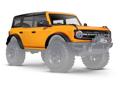 Traxxas Body, Ford Bronco, complete, Cyber Orange (painted) (includes grille, side mirrors, door handles, fender flares, windshield wipers, spare tire mount, &amp; clipless mounting) (requires #8080X inne