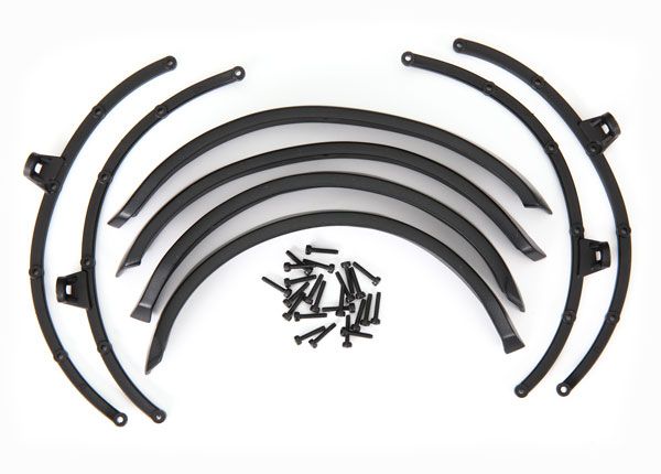 Traxxas Fender flares, front &amp; rear (2 each)/ flare mounts (4)/ 2x8 CS (24) (fits #9211 body)