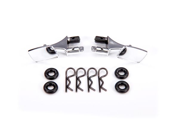 Traxxas Mirrors, side, chrome (left &amp; right)/ o-rings (4)/ body clips (4) (fits #9111 body)