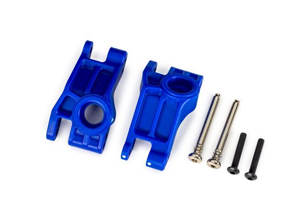 Traxxas Carriers, stub axle, rear, extreme heavy duty, blue (left &amp; right)/ 3x31mm hinge pins (2)/ 3x18mm BCS (2) (for use with #9180, 9181, 9182 upgrade kit)