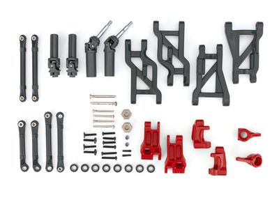 TRA9182-RED, Traxxas Outer Driveline &amp; Suspension Upgrade Kit, extreme heavy duty, red (fits Bandit or Drag Slash)