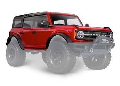 Traxxas Body, Ford Bronco, complete, Rapid Red (painted) (includes grille, side mirrors, door handles, fender flares, windshield wipers, spare tire mount, &amp; clipless mounting) (requires #8080X inner f