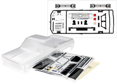 Traxxas Body, Chevrolet K10 Truck (1979) (clear, requires painting)/ decals/ window masks (includes grille, side mirrors, door handles, windshield wipers, clipless mounting, hardware) (requires #9288 