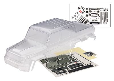 Traxxas Body, Mercedes-BenzÔøΩ G 63ÔøΩ (clear, requires painting)/ decals/ window masks (includes grille, side mirrors, door handles, windshield wipers, &amp; clipless mounting) (requires #8080X &amp; 8828X i