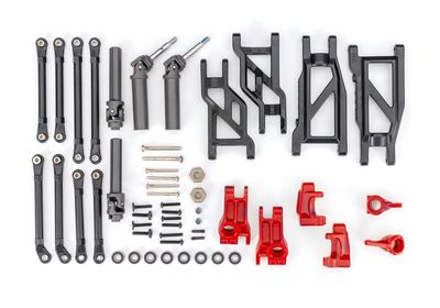 Traxxas Outer Driveline &amp; Suspension Upgrade Kit, extreme heavy duty, red (fits Rustler 2WD or Stampede 2WD)
